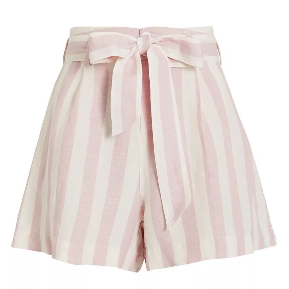 Rails Katy Striped Linen Bow Tie Shorts Pink White Beach Casual Size Small NWOT